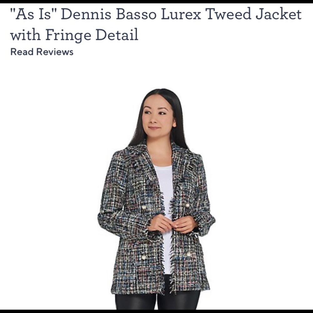 Dennis Basso Lurex Tweed Jacket with Fringe